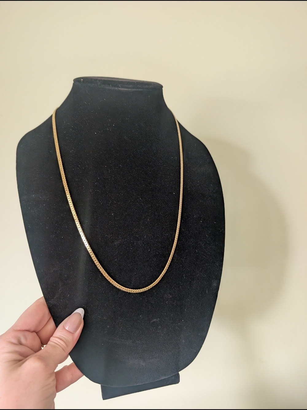Goldtone Herringbone Chain Necklace - Picture 6 of 10